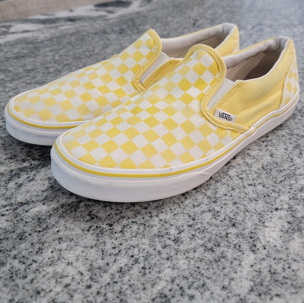 VANS Classic Slip-On Yellow Checkerboard    Sneakers Sz 7 - Picture 8 of 10